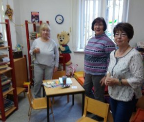 Here you can see the three library volunteers