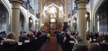 Interior view of the town church during the town's foundation day